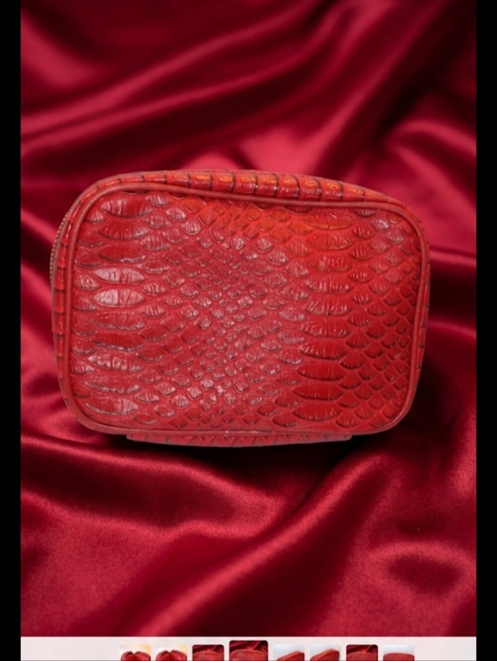 Nordstrom luxury cosmetic  small pouch  embossed Croc Beauty Bag